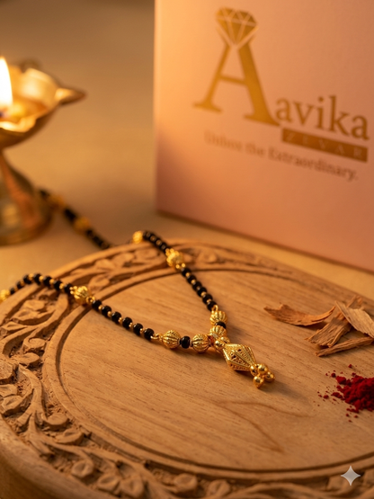 Premium Gold-Plated silver Mangalsutra with Fluted Gold Accent Beads