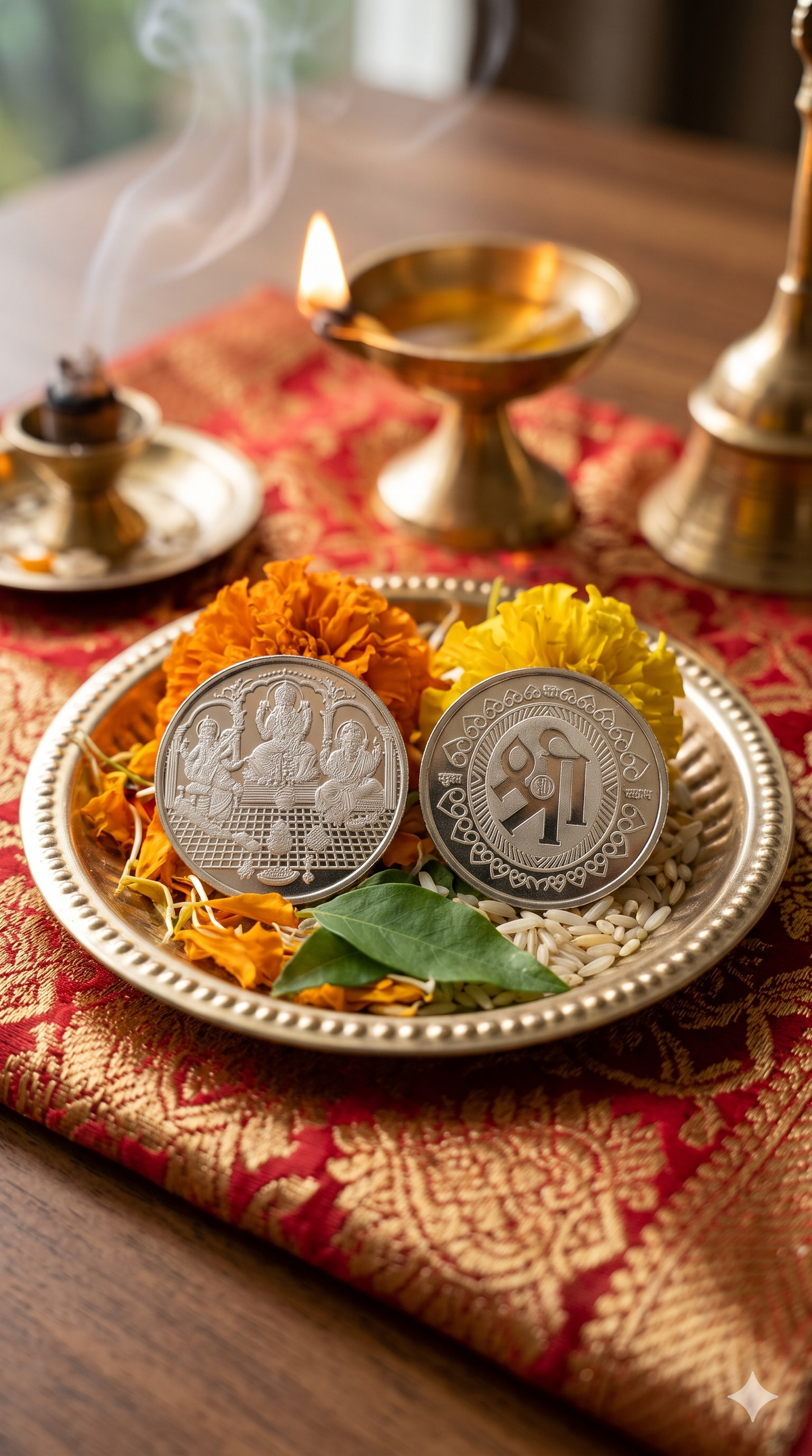 Pure Silver Lakshmi Saraswati Ganesha Coin (10 Grams) | Auspicious Pooja & Gifting Silver Sikka