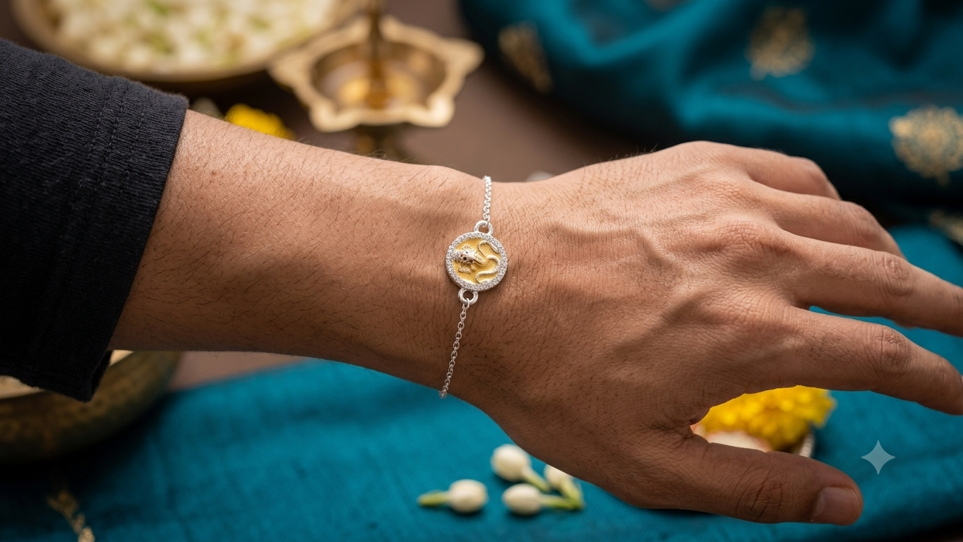 925 Silver Ganpati ji Charm Bracelet / Rakhi