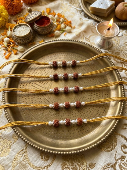 Silver Rudraksha Rakhi (Set of 5)