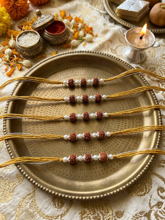 Silver Rudraksha Rakhi (Set of 5)
