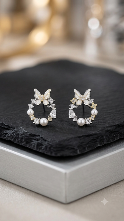 Aavika Zevar Sparkling CZ Teardrop Pearl Earrings | Premium Silver Jewelry for Girls