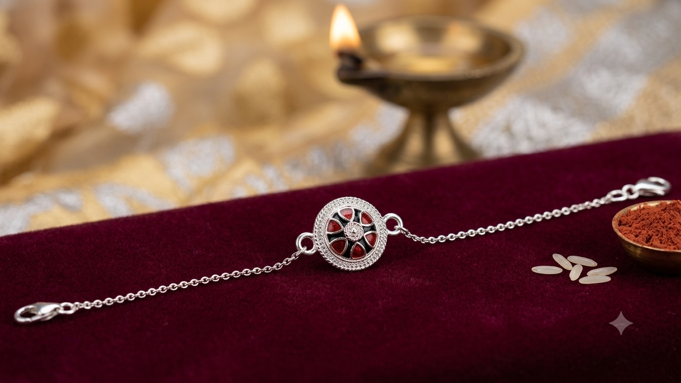 925 Silver Floral Mandala Bracelet / Rakhi
