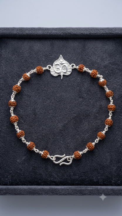 Silver "aum" Rudraksha Rakhi
