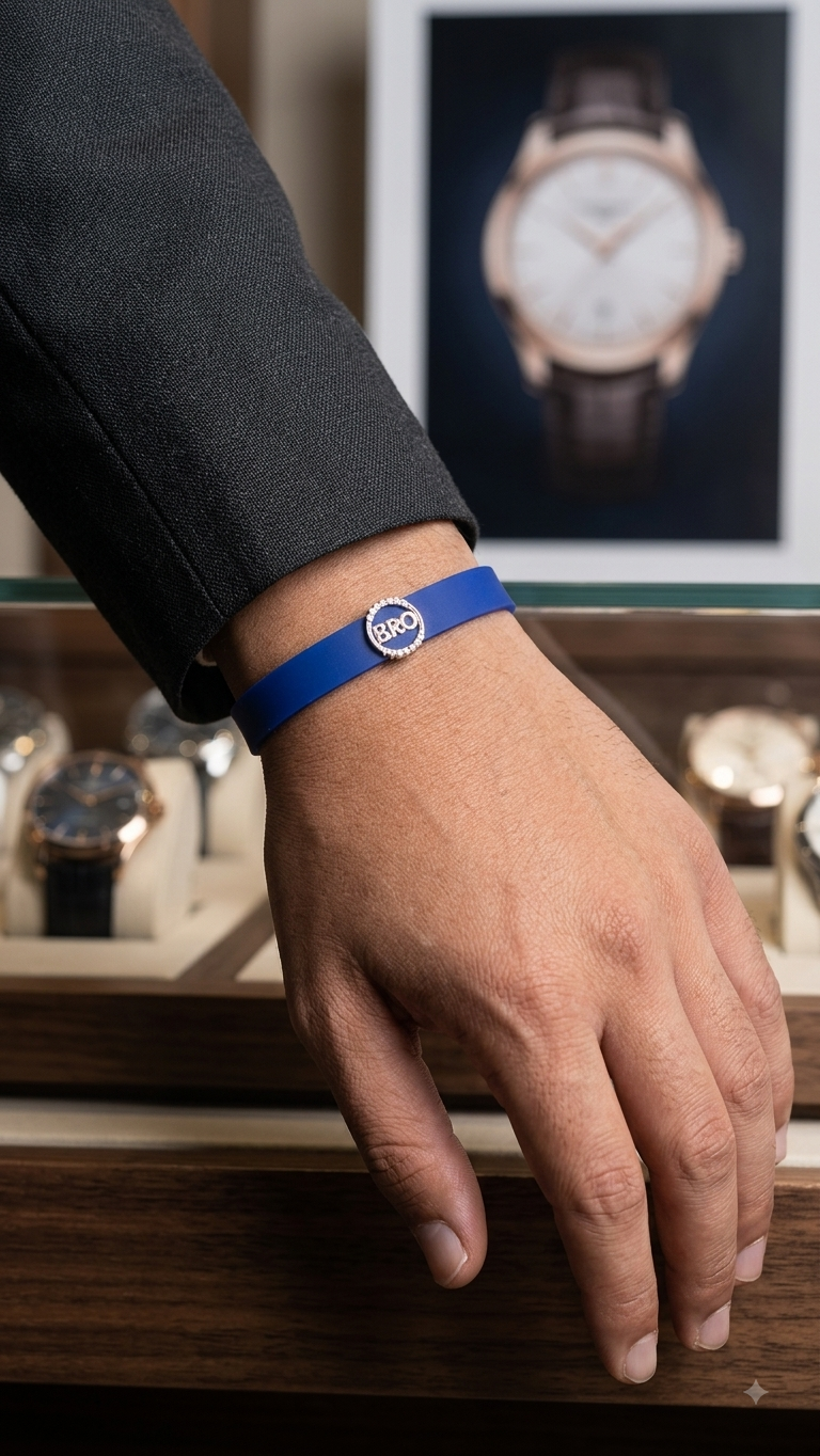 Silicone Belt Silver BRO Charm Bracelet