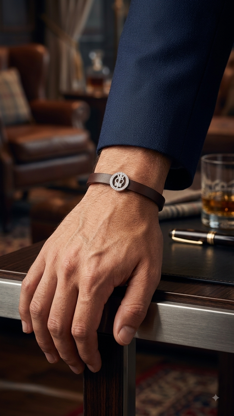 Men's Luxury Leather Emblem Wristband
