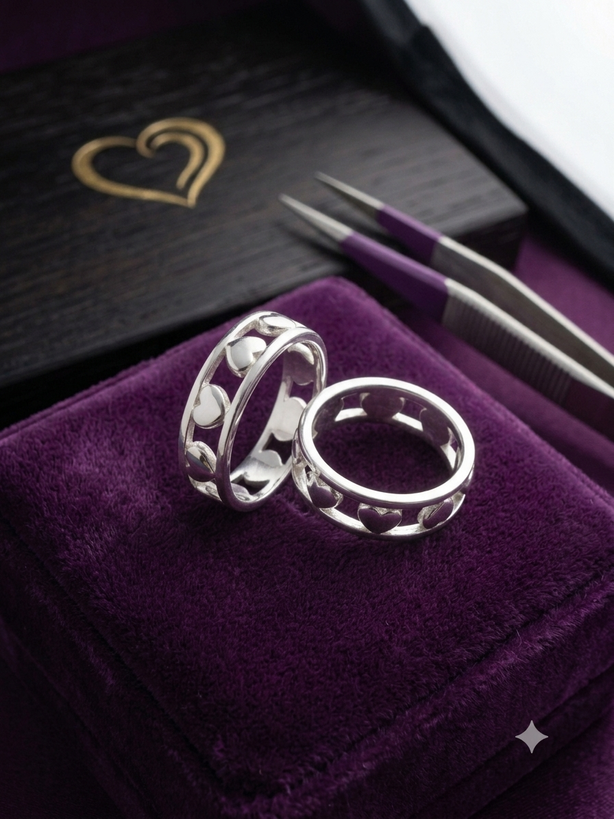 Pure 925 Sterling Silver Cutout Heart Toe Rings (Bichiya) for Women – Minimalist Open-Band Pair