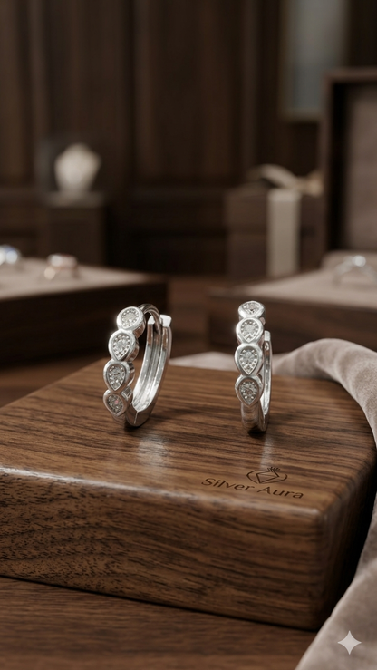 925 Sterling Silver Hoop Earrings | Aavika Zevar Diamond & CZ Bali