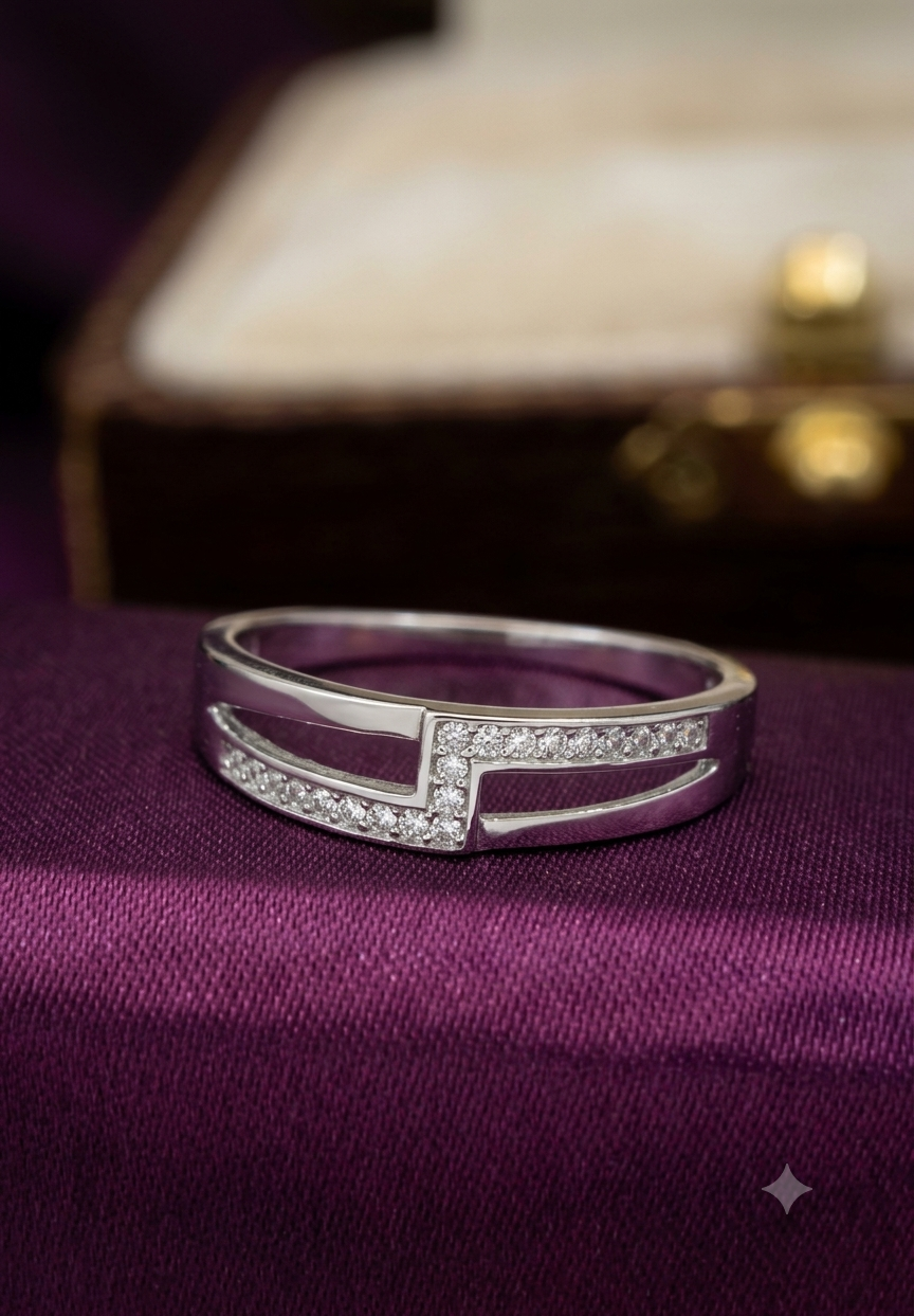 Modern Geometric Cut-Out Sterling Silver Ring