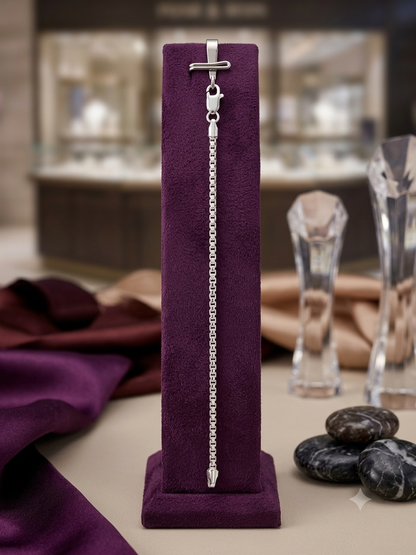 Silver Round Box Chain Bracelet for Men & Women – High-Polished Unisex Sleek Wrist Chain