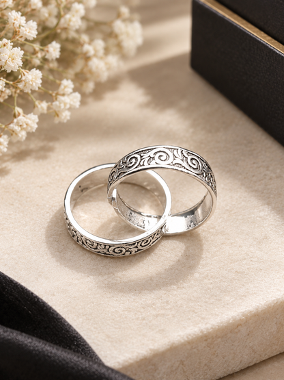 Antique Oxidised Silver Spiral Swirl Engraved Toe Ring (Bichhiya)