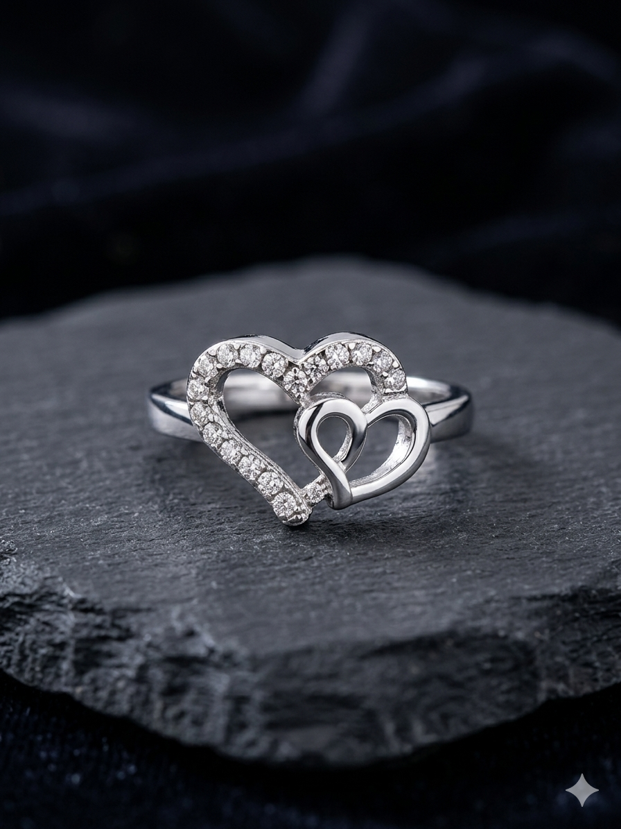 Silver heart shape Ring for Women