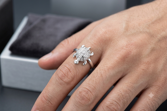 Minimalist Sterling Silver turtle Ring for Girls