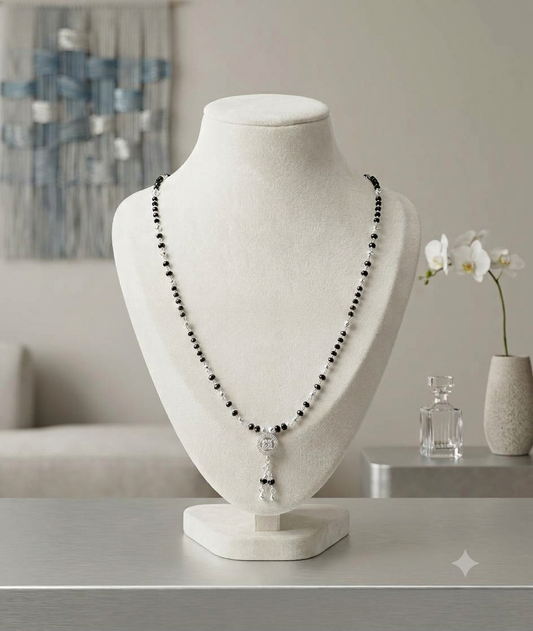 Celestial Circle Drop Silver Mangalsutra