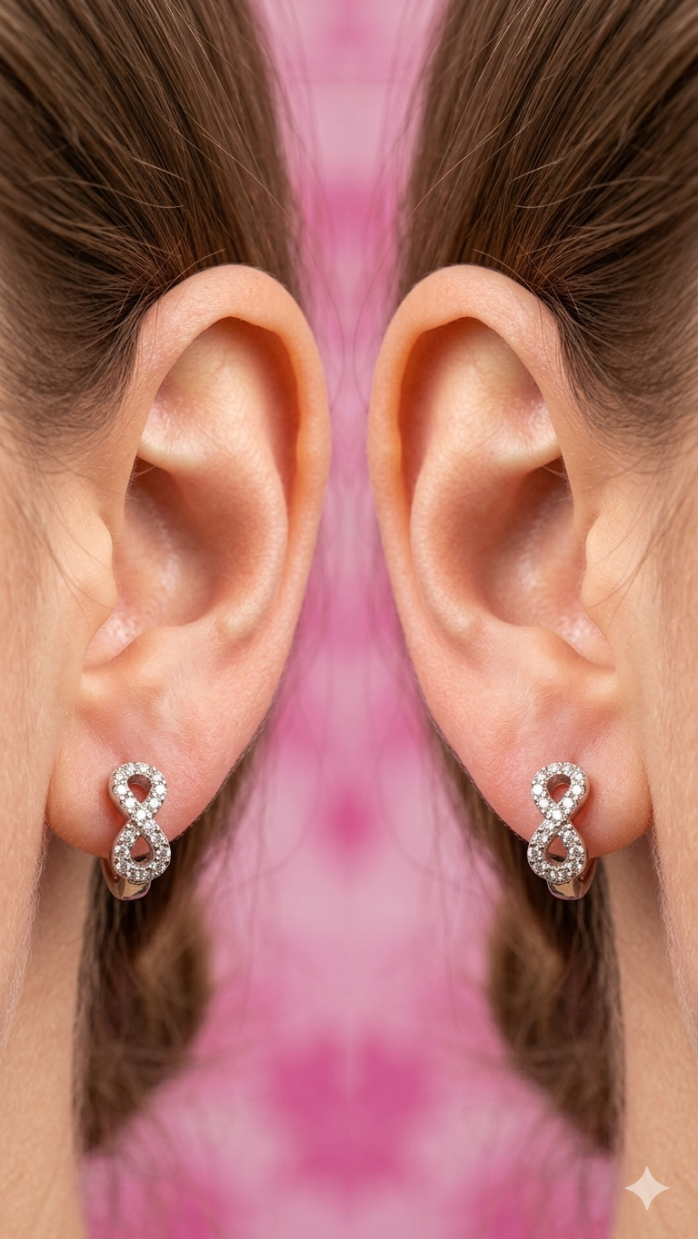 925 Sterling Silver Infinity Hoop Earrings | Aavika Zevar Diamond & CZ Bali