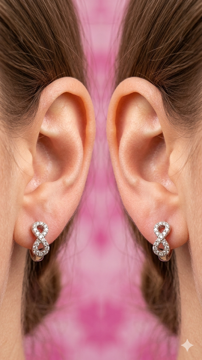 925 Sterling Silver Infinity Hoop Earrings | Aavika Zevar Diamond & CZ Bali