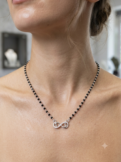 LunaDrop Contemporary Silver Mangalsutra with infinity pendant