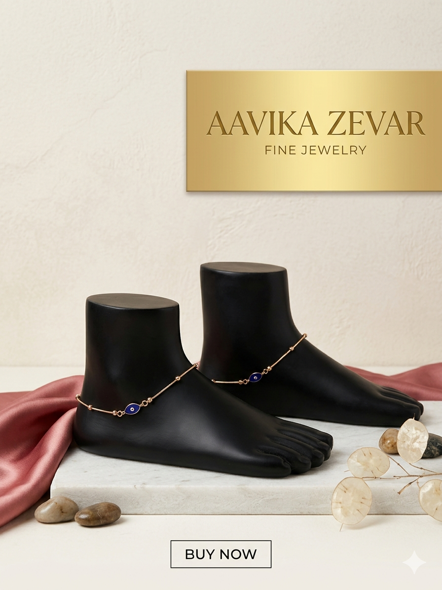 Elegant Evil Eye italian 925 Silver gold palted Anklet for Women