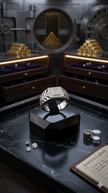 Men’s Statement Geometric Silver Ring