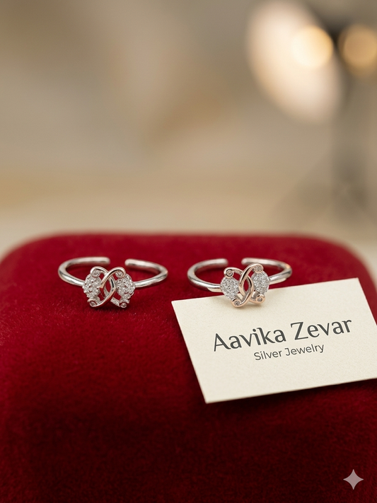 American dimond butterfly Silver Bichiya for Women | Elegant butterfly Toe Rings | Adjustable Fit | Everyday Wear