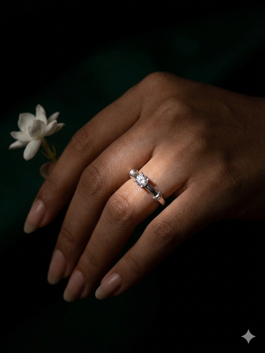 925 Sterling Silver soliter Ring for Women | Elegant Daily Wear Silver Ring