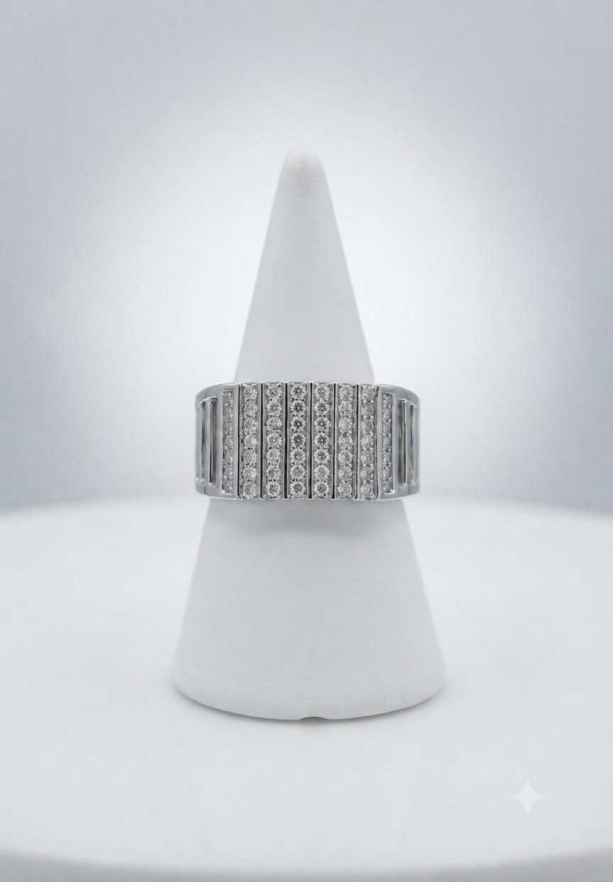 Men’s Multi-Row Channel Set Diamond Band Ring in 925 Silver