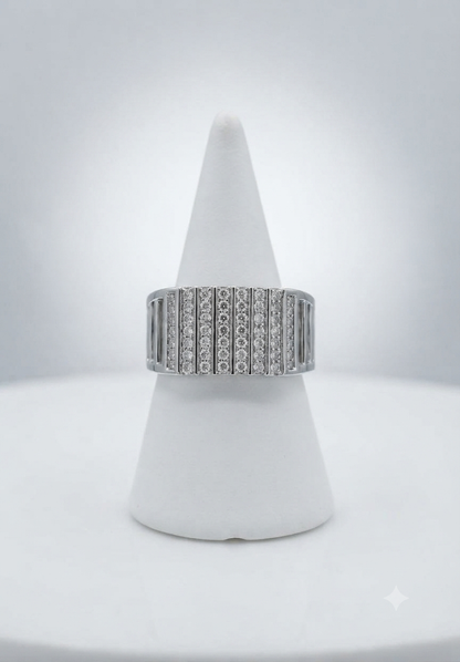 Men’s Multi-Row Channel Set Diamond Band Ring in 925 Silver