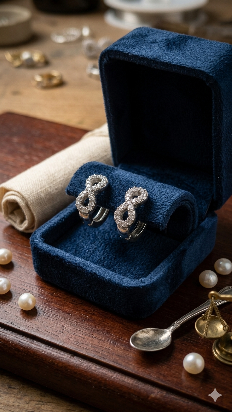 925 Sterling Silver Infinity Hoop Earrings | Aavika Zevar Diamond & CZ Bali