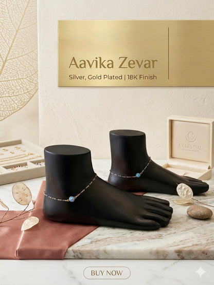 Elegant Evil Eye italian 925 Silver gold palted Anklet for Women