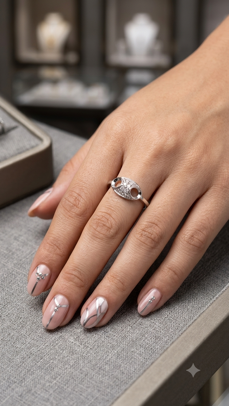 Contemporary Coffee Bean Cutout Ring in 925 Silver