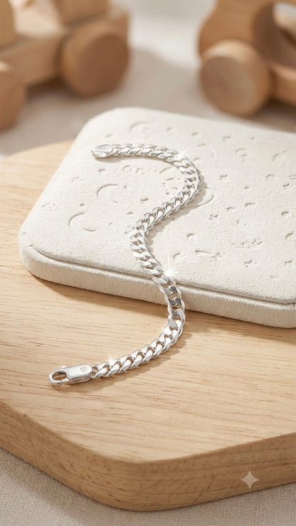 Silver Baby Cuban Curb Link Bracelet – Hypoallergenic Keepsake Jewelry for Infants & Toddlers