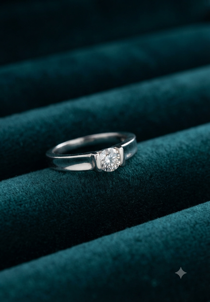 925 Silver Aura Tension-Style Solitaire Band Ring