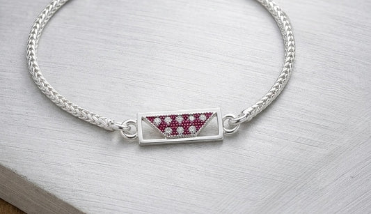 Handcrafted Silver Floral Mandala Bracelet / Rakhi with Turquoise Accents