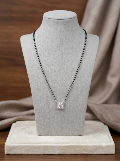 Stylish square Pendant Silver Mangalsutra for Women