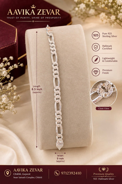 925 Sterling Silver Figaro Link Bracelet for Men (7mm)