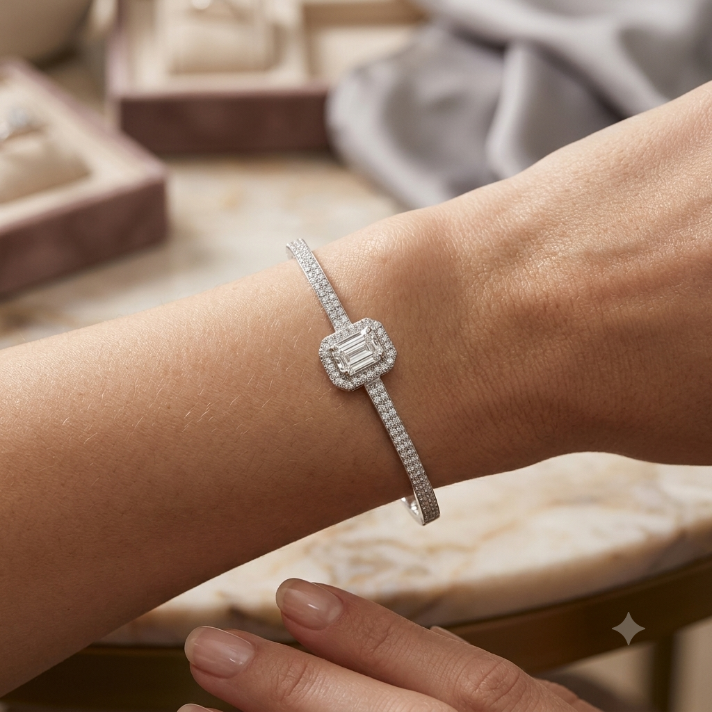 Silver squre kada for girls