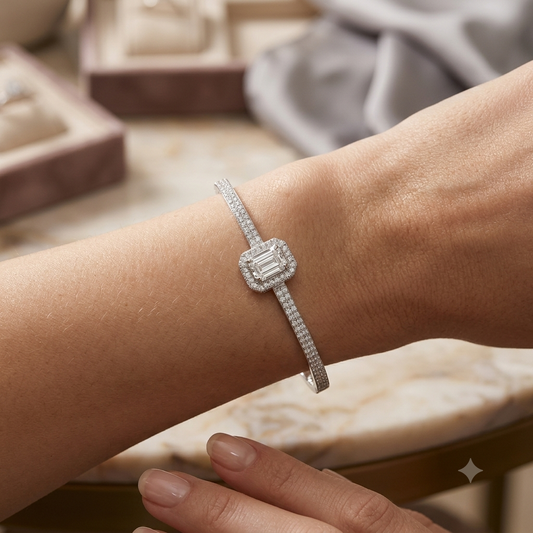 Silver squre kada for girls