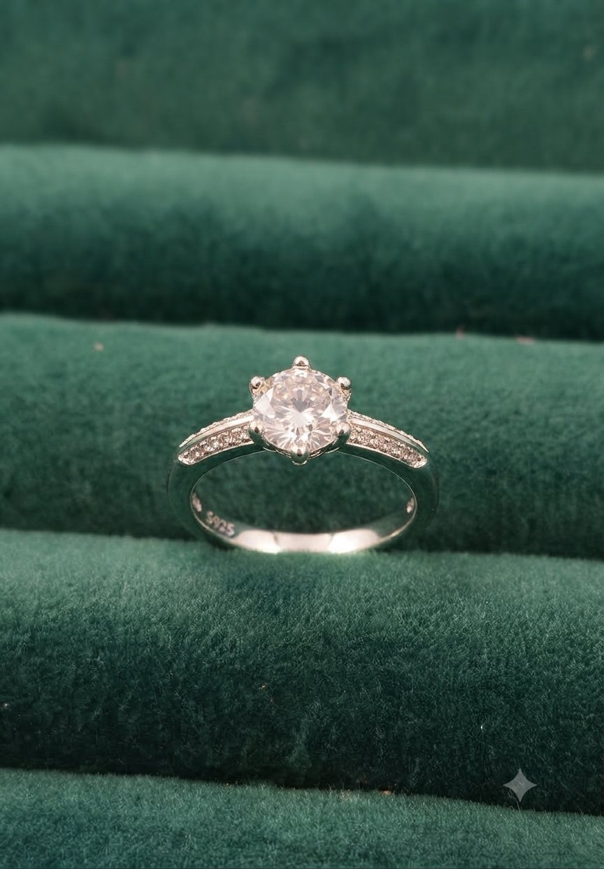 925 Silver Ethereal Split-Shank Brilliant Solitaire Ring
