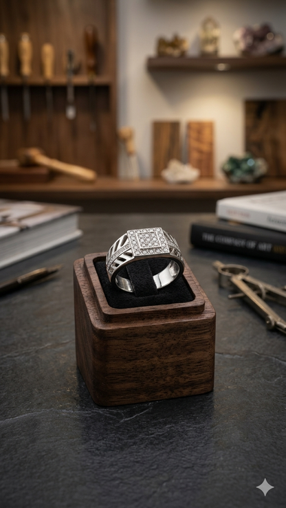 Men’s Statement Geometric Silver Ring