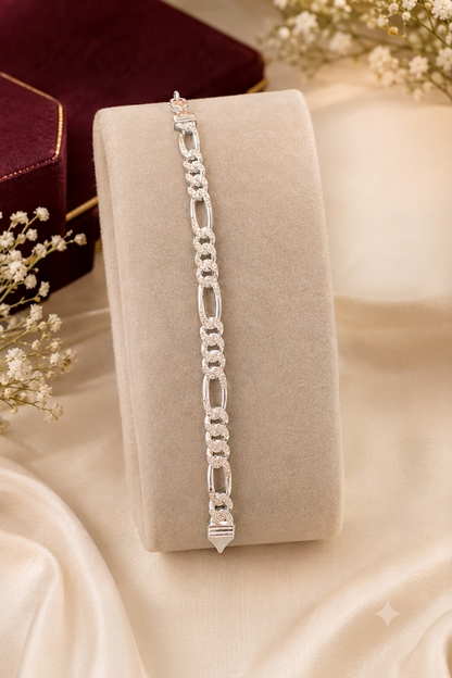 925 Sterling Silver Figaro Link Bracelet for Men (9mm)