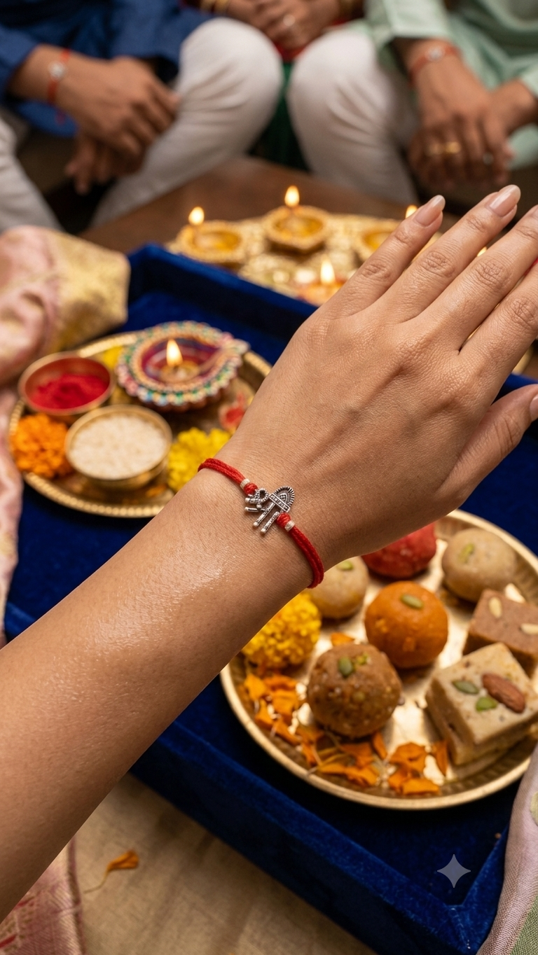 Silver shree Rakhi (set of 3/5)