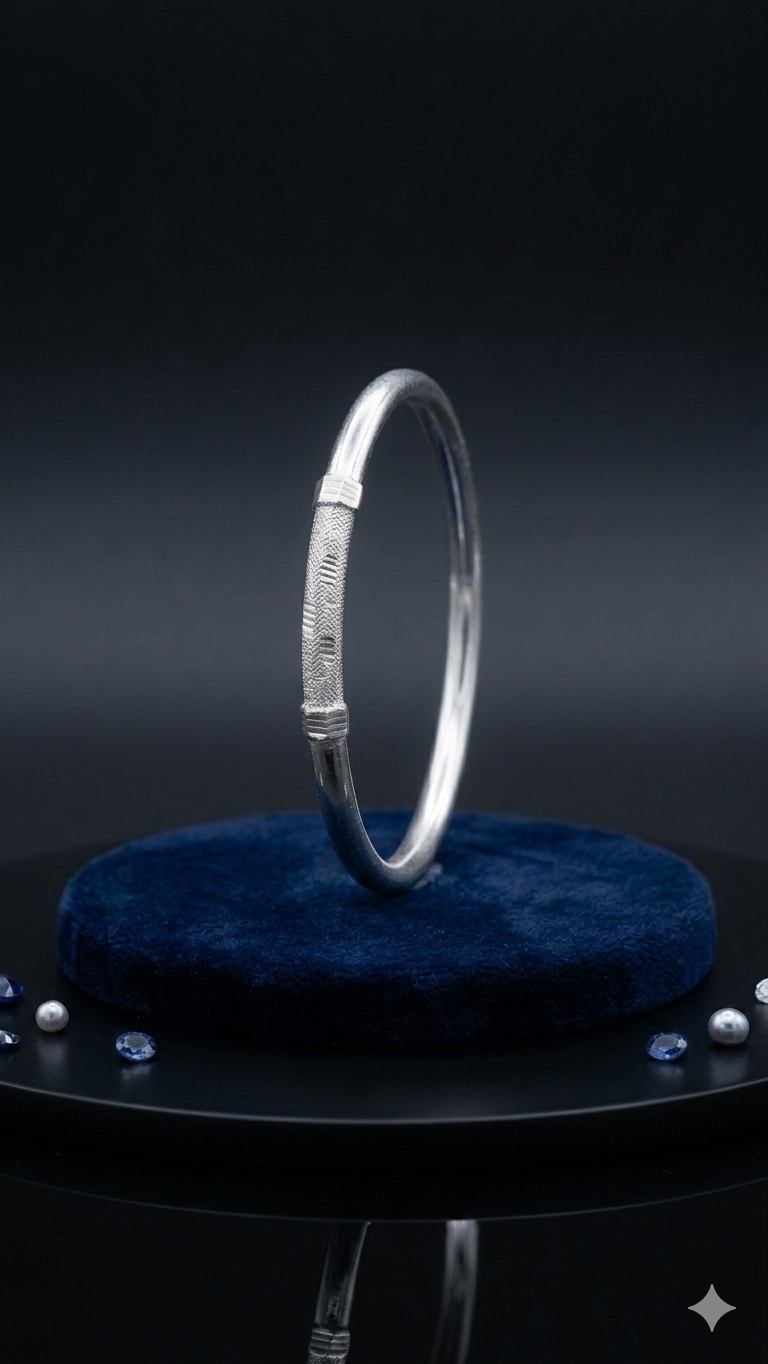 Silver Bangle with Textured Accents (one peice)