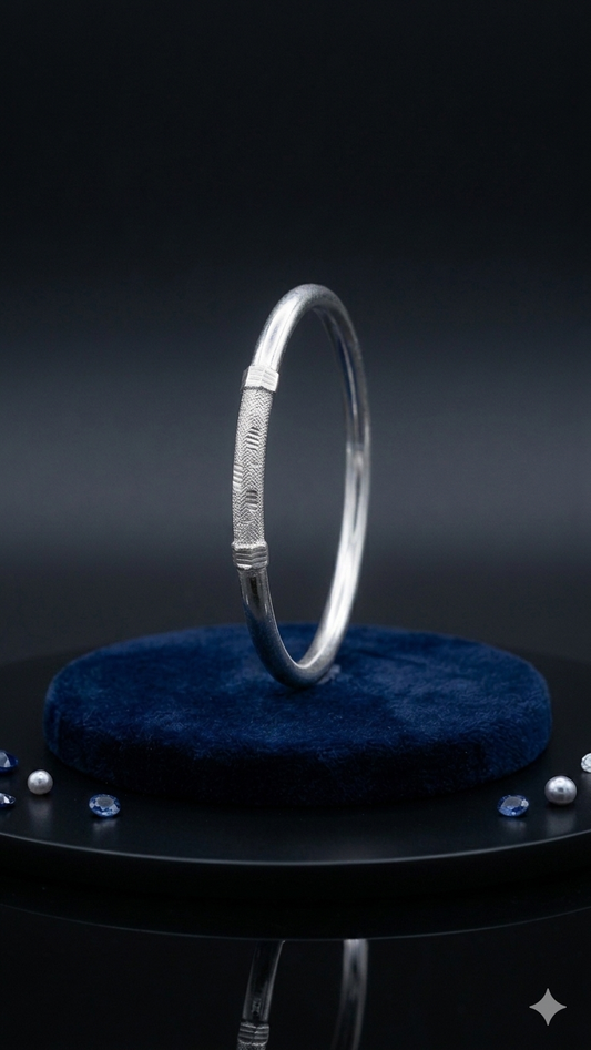 Silver Bangle with Textured Accents (one peice)