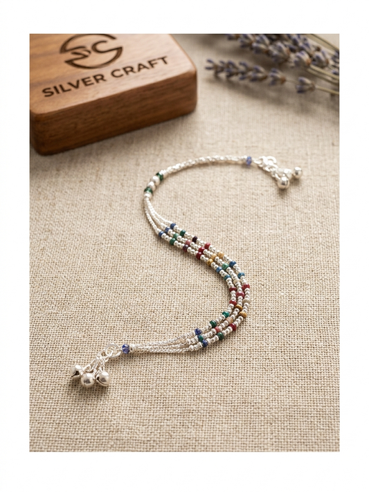 Aavikazevar Minimal Silver Bracelet | Timeless three layer Silver hand mangalsutra for Everyday Elegance