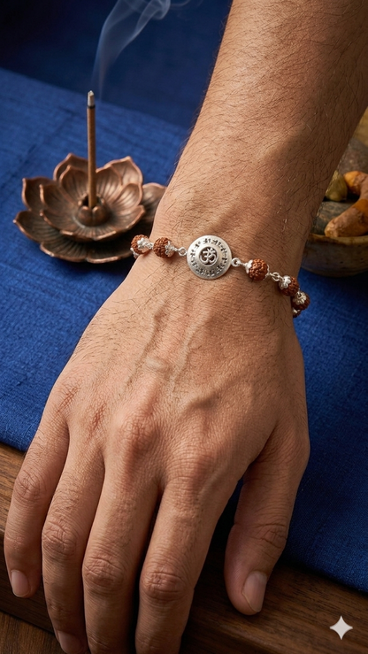 Silver Aum Rudraksha Bracelet / rakhi
