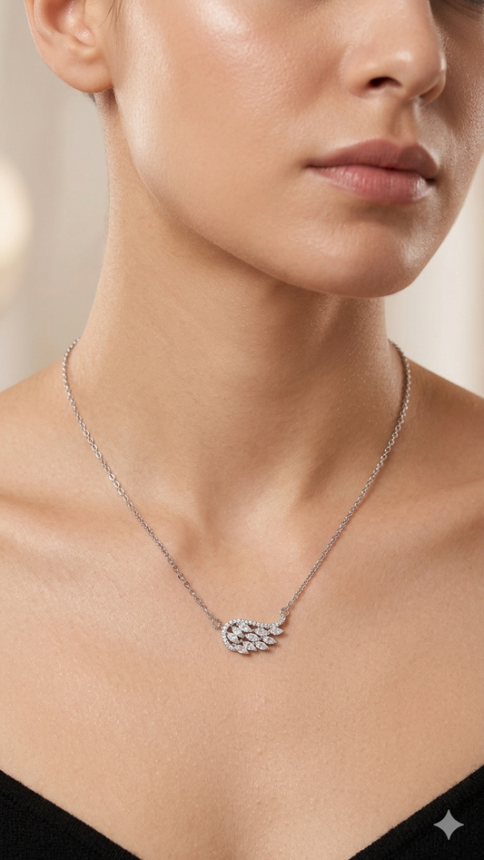 Ethereal Angel Wing Diamond Pendant Necklace