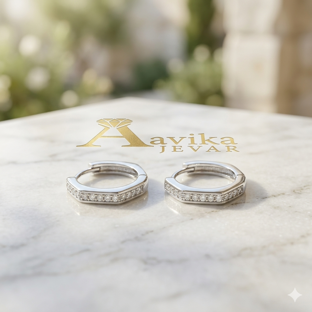 925 Sterling Silver Hoop Earrings | Aavika Zevar Diamond & CZ Bali