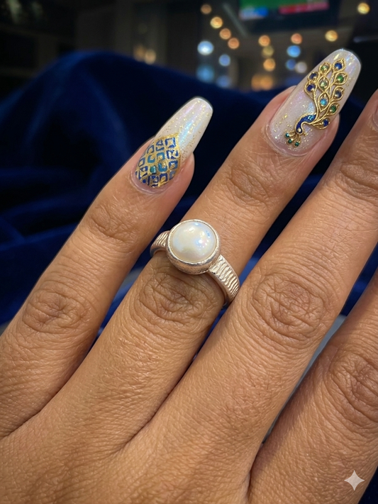 Silver pearl unisex Ring | Elegant Daily Wear Silver Ring
