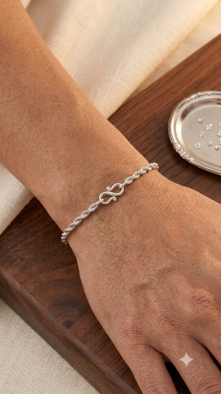 Minimalist Silver Rope Chain Bracelet Unisex
