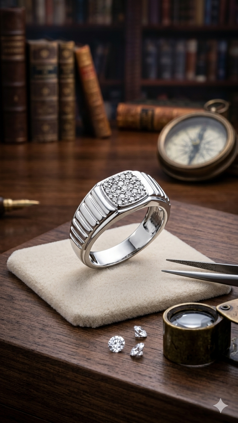 Men’s Statement Geometric Silver Ring